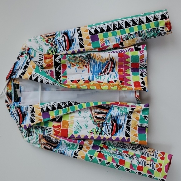 Harve Benard Jackets & Blazers - Harvé Bernard unique colorful sailboat pattern crop blazer